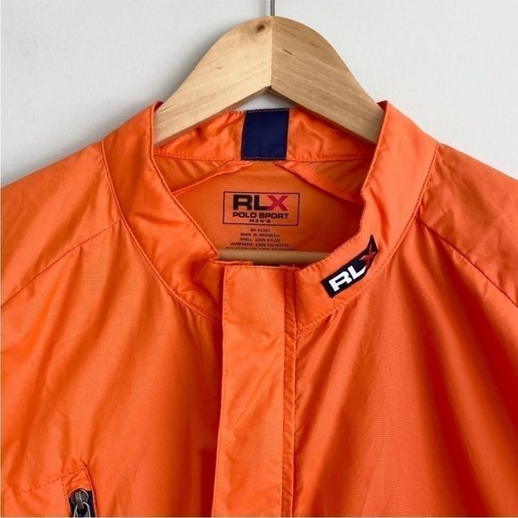 Rlx Polo Sport Men's L Orange Full Zip Windbreaker Nylon Jacket Armpit Vent - Picture 3 of 11